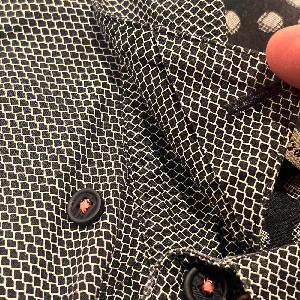 Ted Baker London Men’s Long-Sleeve Geometric Print Dress Shirt Flip Cuff 7/3XL - Picture 5 of 16
